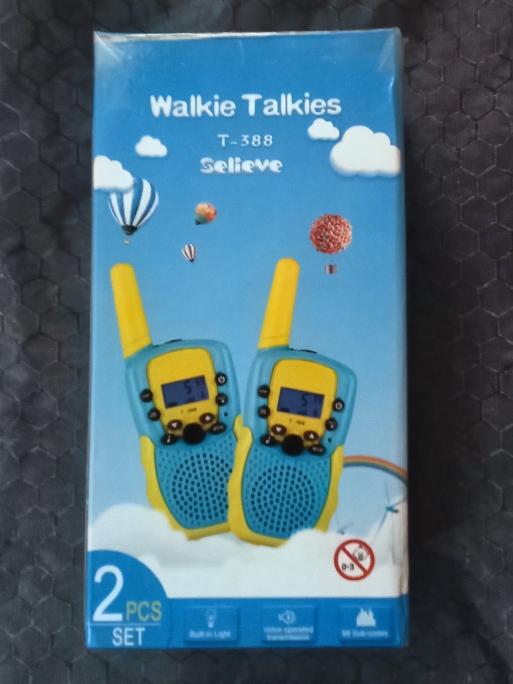 Kids Walkie Talkies T-388 — Blue and Yellow, 2-Pack